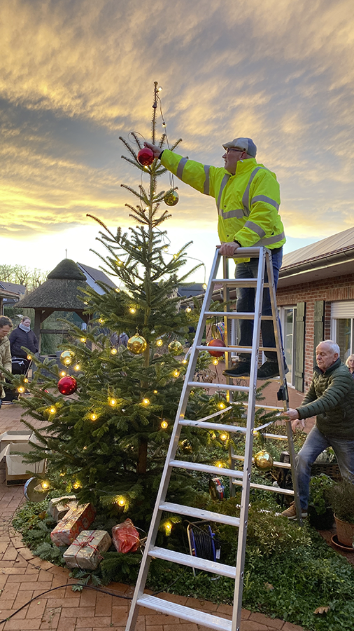 Der Weihnachtsbaum wird dekoriert